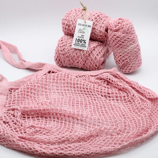 Pure Cotton Mesh Bag - Rose - Image 4