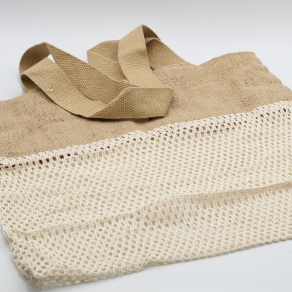 Pure Soft Jute and Cotton Mesh Bag - Natural - Image 4