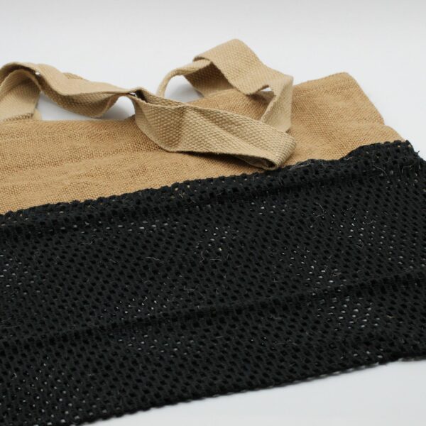 Pure Soft Jute and Cotton Mesh Bag - Black - Image 2