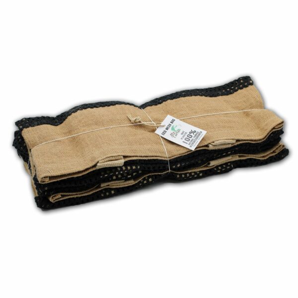 Pure Soft Jute and Cotton Mesh Bag - Black - Image 3
