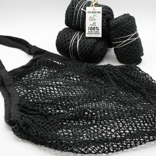 Pure Cotton Mesh Bag - Black - Image 3