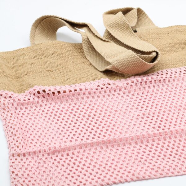 Pure Soft Jute and Cotton Mesh Bag - Rose - Image 4