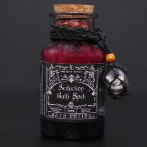 Ancient Witch Bath Spell Potion & Amethyst Crystal Amulet - Seduction