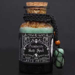 Bath Salt Potion with essential oils & Aventurine Crystal Amulet