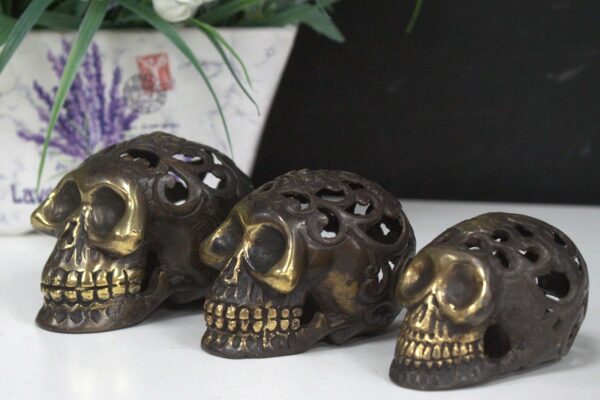 Vintage Brass Skull - Small - Image 3