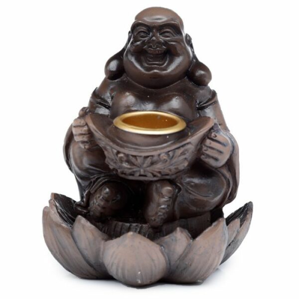 Wood Effect Lucky Buddha Backflow Incense Burner - Image 2