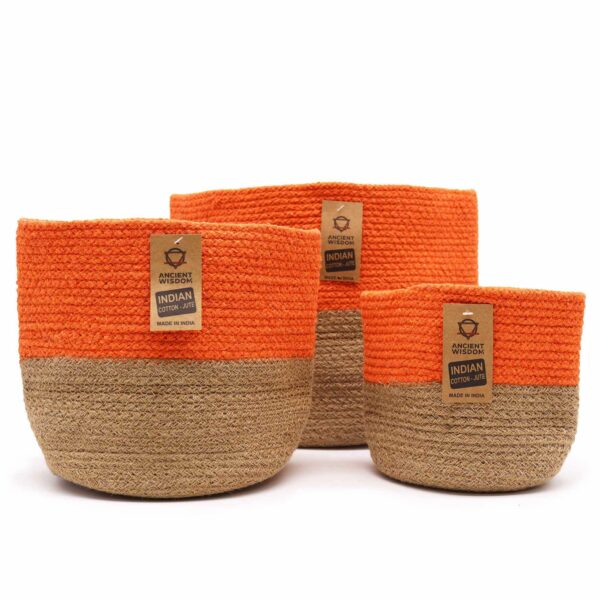 Set of 3 Cotton Rope Storage Baskets - Orange