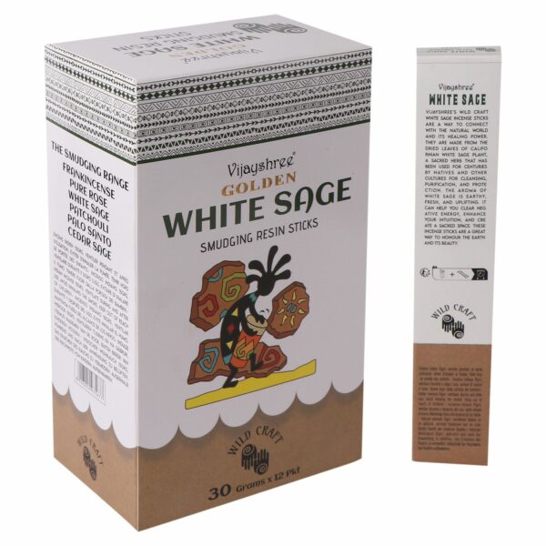 30g Golden White Sage Smudging Resin Sticks - Image 2