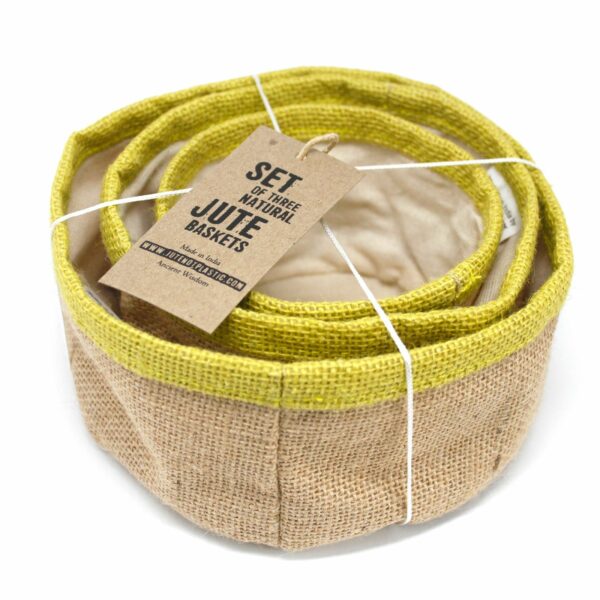 Set of 3 Natural Jute Baskets - Olive - Image 4