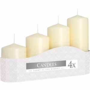 Set of 4 Pillar Candles  50mm (11/16/22/33H) - Ivory