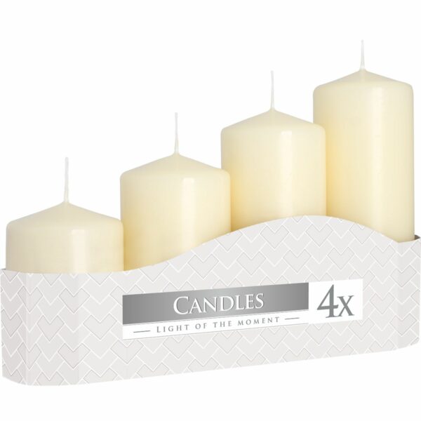 Set of 4 Pillar Candles  50mm (11/16/22/33H) - Ivory