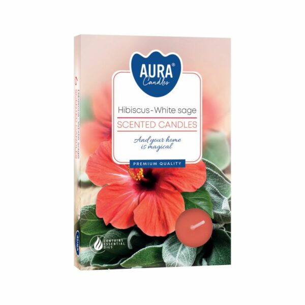 Set of 6 Scented Tealights - Hibiscus & White Sage - Image 2