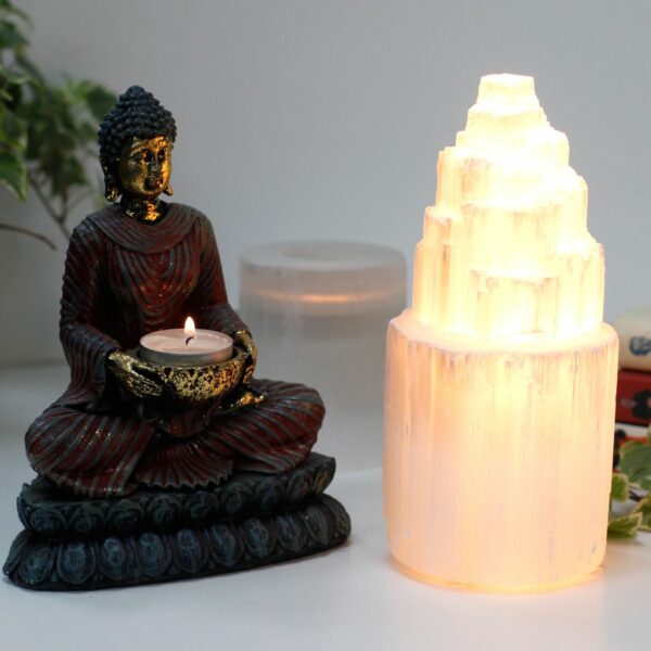 Natural Selenite Tower Lamp - 20 cm - Image 2