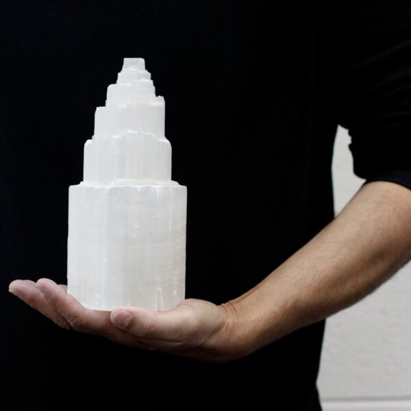 Natural Selenite Tower Lamp - 20 cm - Image 4