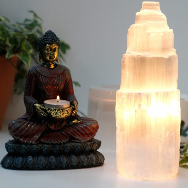 Natural Selenite Tower Lamp - 25 cm - Image 2