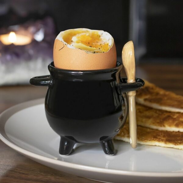 Cauldron Egg Cup with Broom Spoon - Image 4