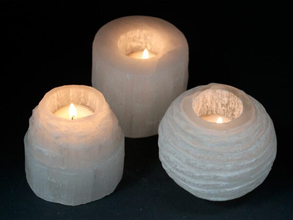 Selenite Cylinder Candle Holder - 8 cm - Image 4