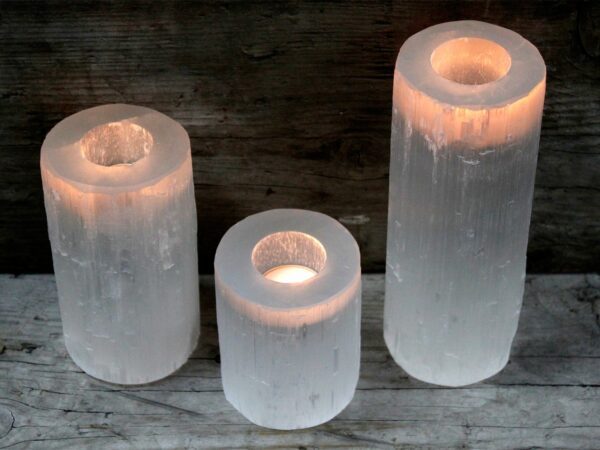 Selenite Cylinder Candle Holder - 15 cm - Image 3