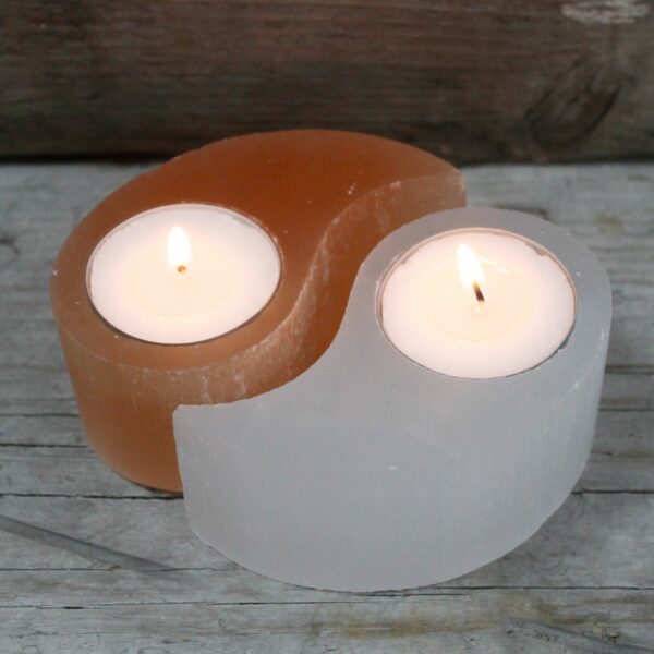 Selenite Ying Yang Candle Holder - Image 2