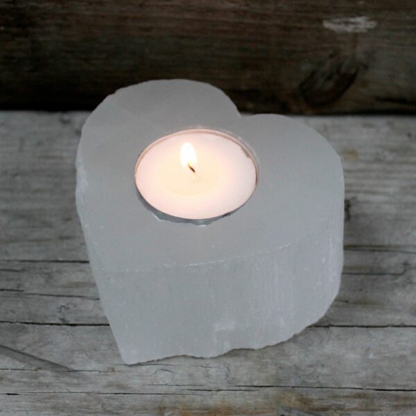 Selenite Heart Candle Holder - Image 2