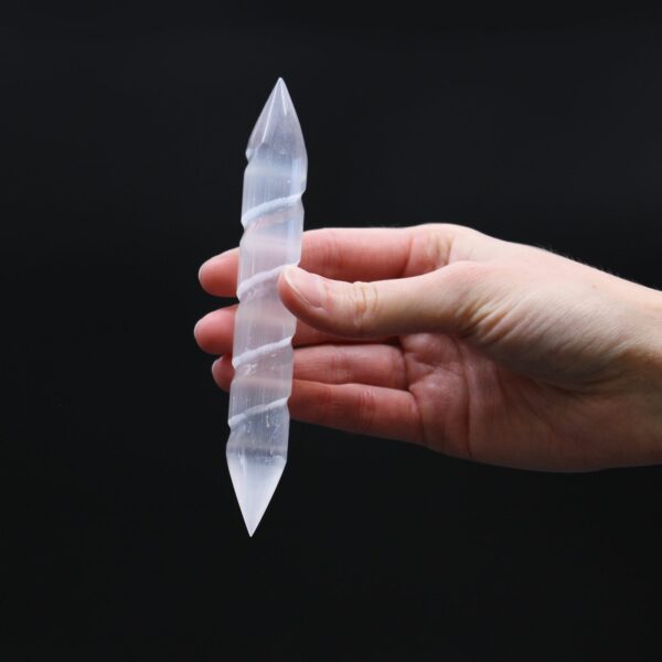 Selenite Spiral Wands - 16 cm (Point Both Ends) - Image 4