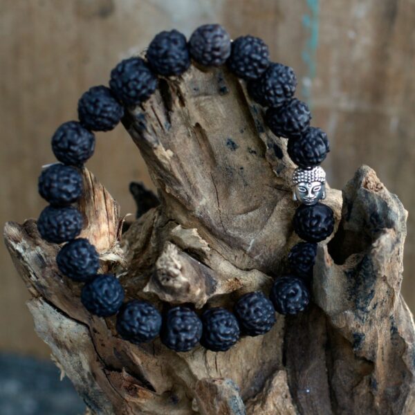 Rudraksha Buddah Bangle Mala - Dark - Image 5
