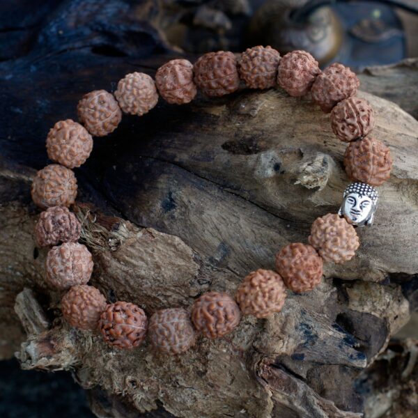 Rudraksha Buddah Bangle Mala - Natural - Image 2