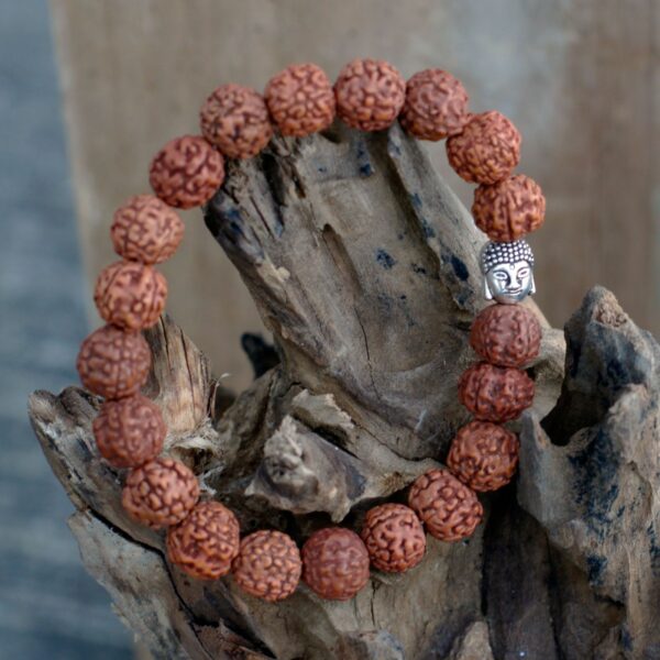 Rudraksha Buddah Bangle Mala - Natural - Image 4