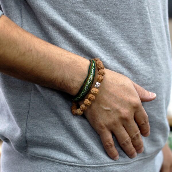 Rudraksha Buddah Bangle Mala - Natural - Image 5
