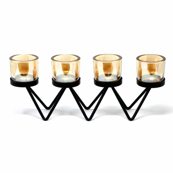 Centrepiece Iron Votive Candle Holder - 4 Cup Zig Zag - Image 2