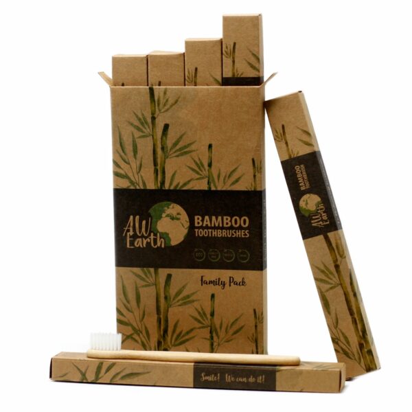 Bamboo Toothbrush - White - Family Pack of 4 - Med Soft - Image 2