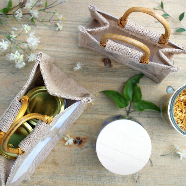 Two Jar Jute Gift Bag - Natural - Image 5