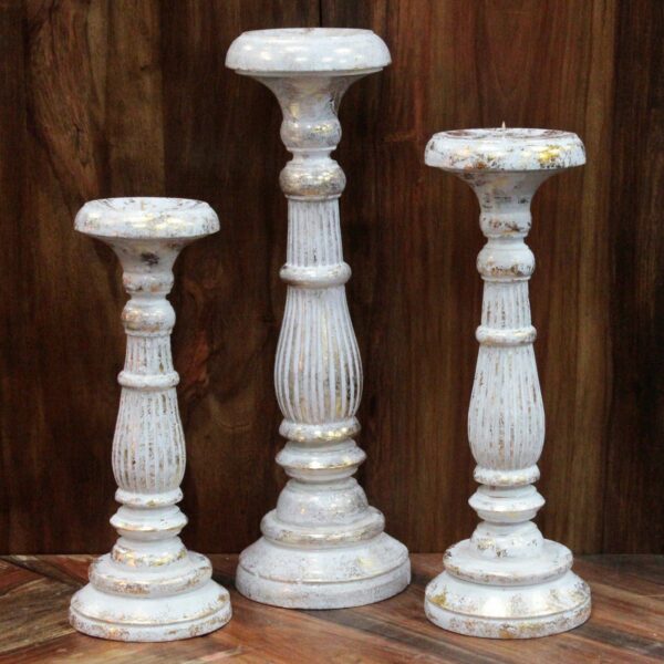 Large Candle Stand - White Gold - Image 3