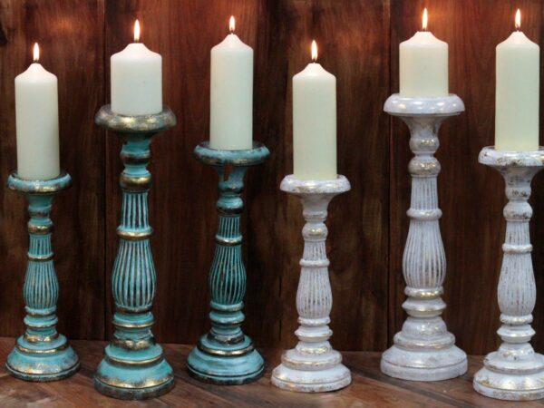 Large Candle Stand - White Gold - Image 5