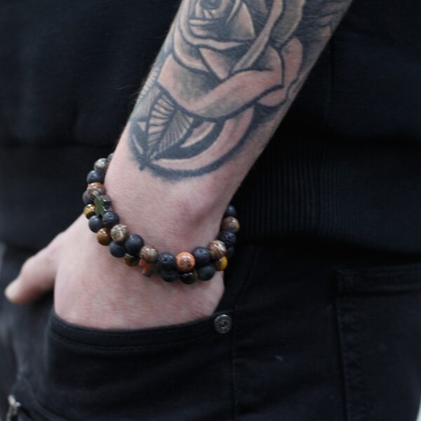 Set of 2 Gemstones Friendship Bracelets - Power - Tiger Eye & Black Stone - Image 3