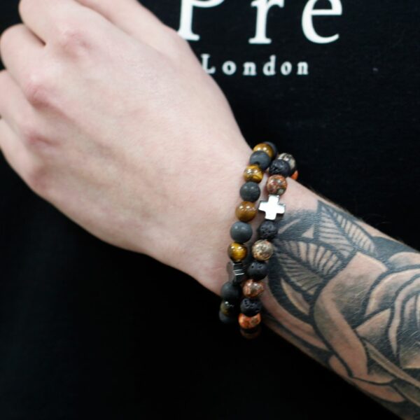 Set of 2 Gemstones Friendship Bracelets - Protection - Dalmatian Jasper & Yellow Agate - Image 2