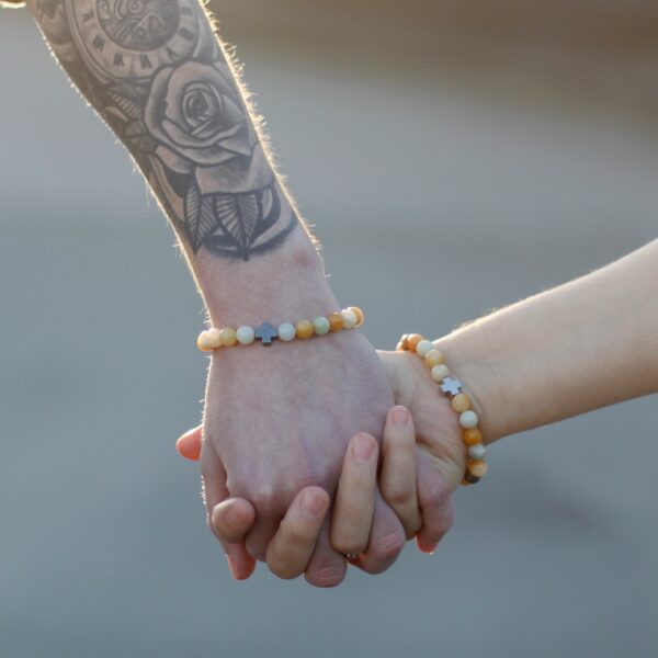 Set of 2 Gemstones Friendship Bracelets - Eternity - Leopard Skin Jasper & Lava Stone - Image 10