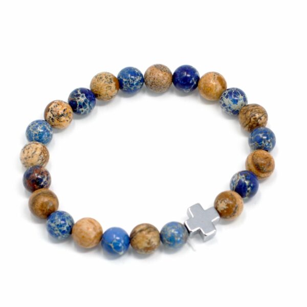 Set of 2 Gemstones Friendship Bracelets - Support - Sodalite & Picture Stone - Image 3