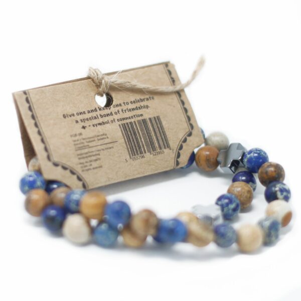 Set of 2 Gemstones Friendship Bracelets - Support - Sodalite & Picture Stone - Image 12