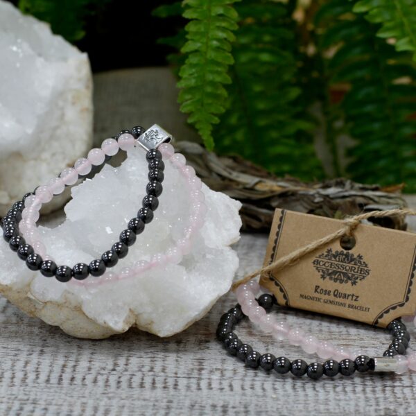 Magnetic Gemstone Bracelet - Rose Quartz - Image 4