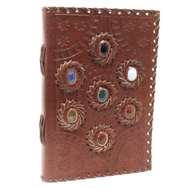 Leather Chakra Stone Notebook (6x9") - Image 2