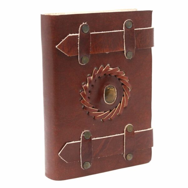 Leather Tigereye with Belts Notebook (6x4") - Image 3