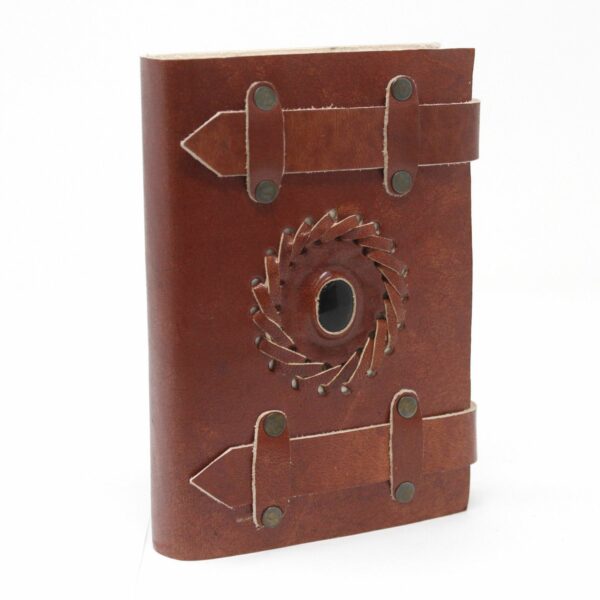 Leather Black Onyx with Belts Notebook (6x4") - Image 3