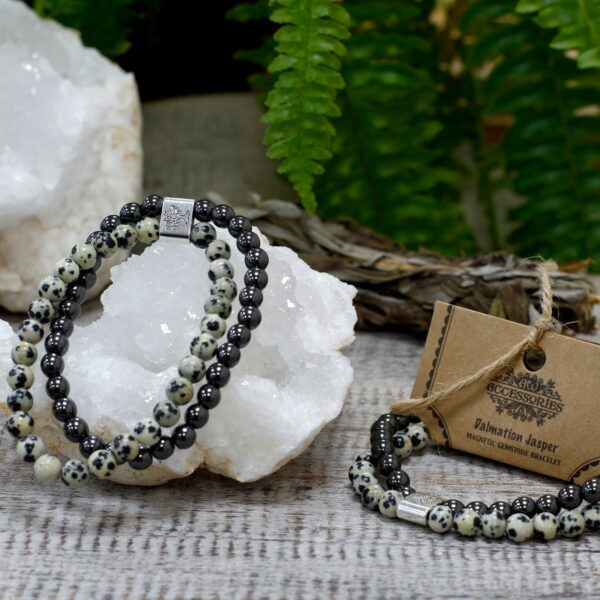 Magnetic Gemstone Bracelet - Dalmation Jasper - Image 4