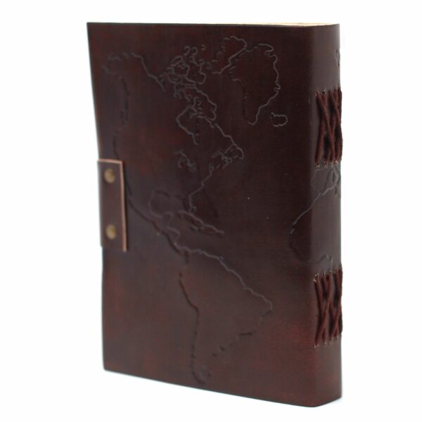 Leather World Map & Stitching Notebook (7x5") - Image 4