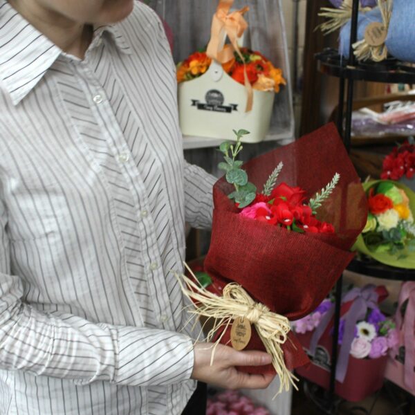Red Soap Flower Bouquet - Special - Image 2
