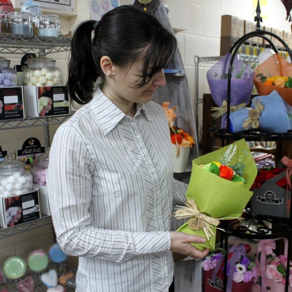 Green& Yellow Standing Soap Flower Bouquet - Special - Image 2