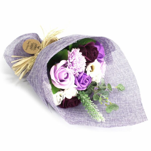 Standing Soap Flower Bouquet - Purple - Image 3