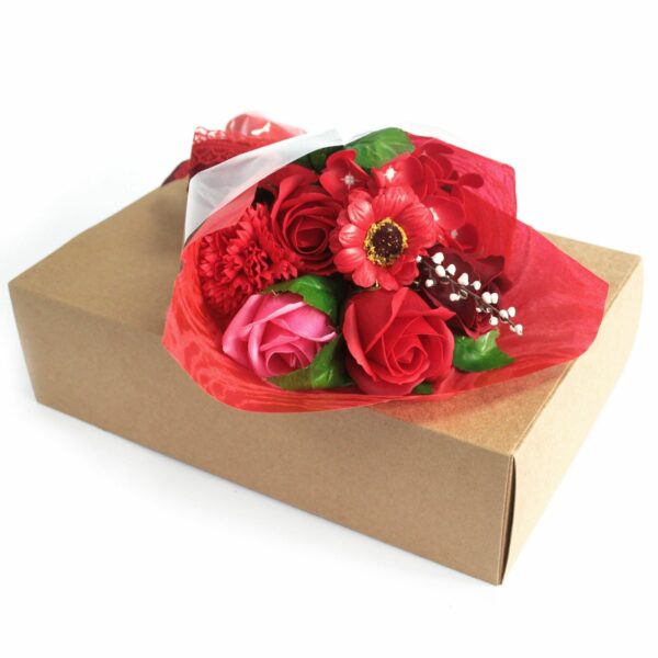 Boxed Hand Soap Flower Bouquet- Red - Image 4