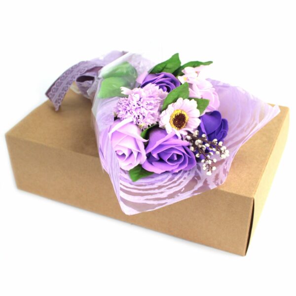 Boxed Hand Soap Flower Bouquet - Purple - Image 3